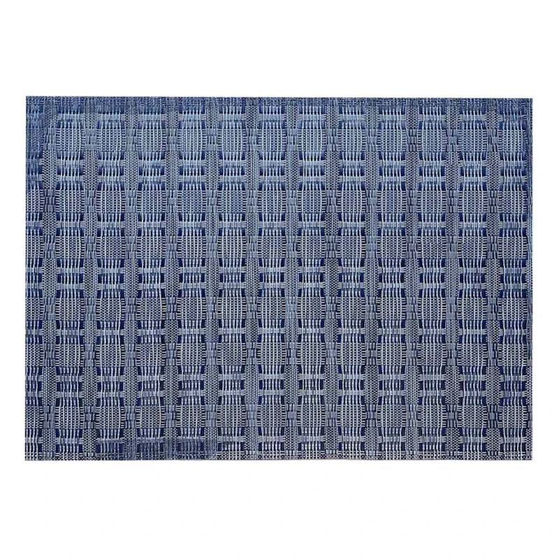 Set Of 6 Marquis Blue Woven Vinyl Placemats, 13x18 4 Set Of 6 Marquis Blue Woven Vinyl Placemats, 13x18 - Image 2