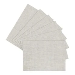 Set Of 6 Nala Fog Woven Vinyl Placemats, 18x13