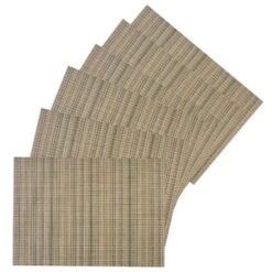 Set Of 6 Sandford Sand Woven Vinyl Placemats, 18x13