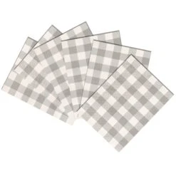 Set Of 6 Silver Buffalo Check Woven Vinyl Placemats, 18x13