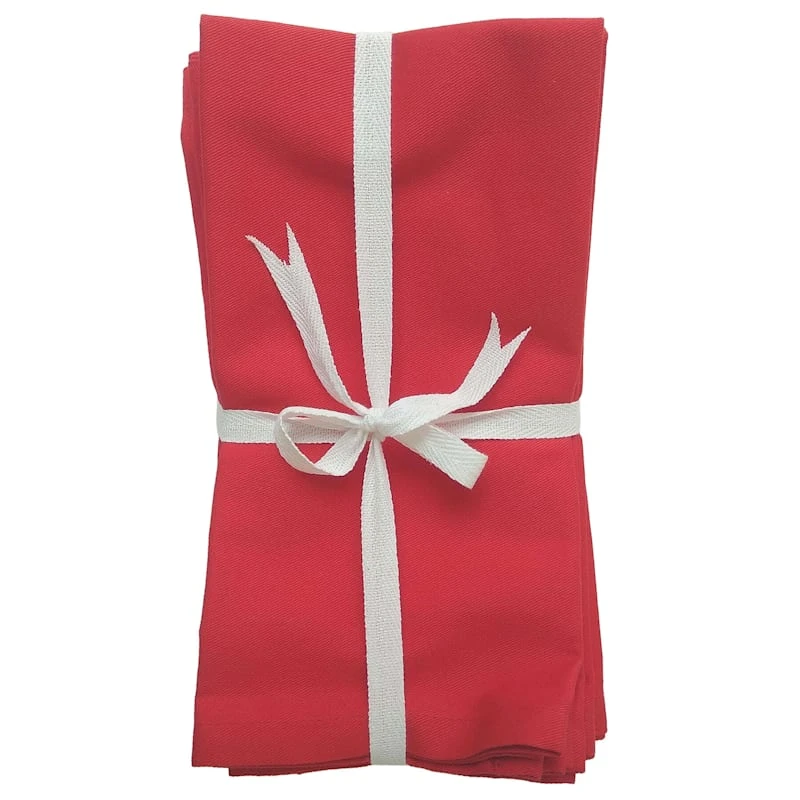 Set Of 8 Red Twill Cloth Napkins 5 Set Of 8 Red Twill Cloth Napkins - Image 3