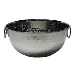 Silver Hammered Metal Bowl, Large