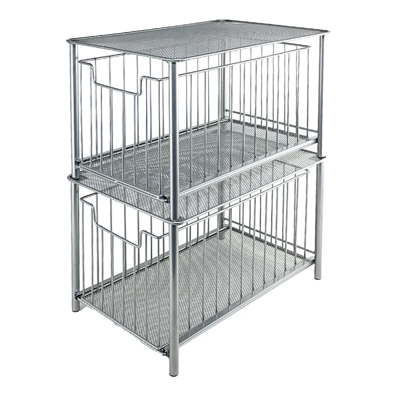 Silver Metal Under Sink Storage, Large 4 Silver Metal Under Sink Storage, Large - Image 2