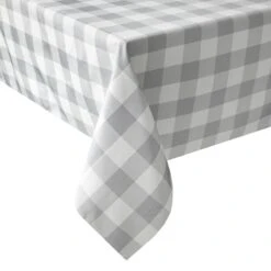 Silver & White Buffalo Check Tablecloth, 60x104