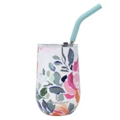 Soul Water Floral Steel Wine Glass, 14oz