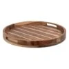 Striped Acacia Wood Round Serving Tray