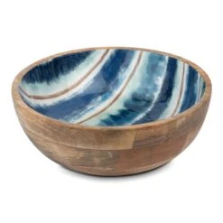 Ty Pennington Shibori Print Wooden Serving Bowl, 12"
