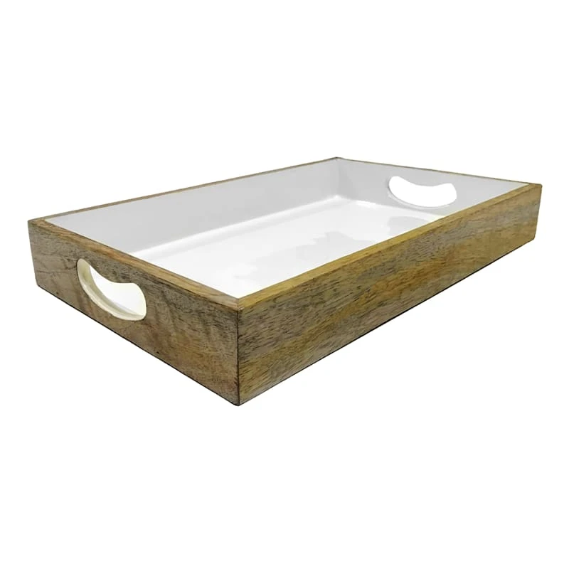 Ty Pennington White & Mango Wood Rectangle Tray 3 Ty Pennington White & Mango Wood Rectangle Tray