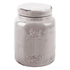 Warm Grey Mason Jar Canister, 8"