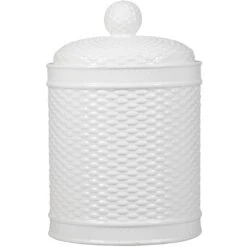 White Basket Weave Canister, 61oz