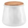 White Canister With Wood Lid, 6" -Cheap Cookware Store white canister with wood lid 6