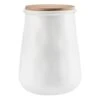 White Canister With Wood Lid, 9" -Cheap Cookware Store white canister with wood lid 9