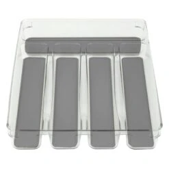 White Cutlery Tray With Grey Rubber Base, 9x12