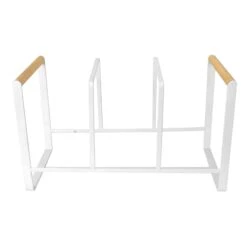 White Metal & Wooden Dish Organizer