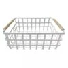 White Metal & Wooden Pantry Basket, Large