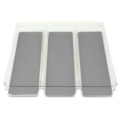 White Utensil Tray With Grey Rubber Base, 12x15