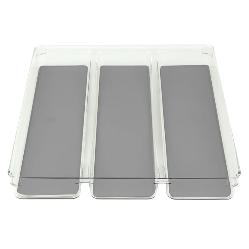 White Utensil Tray With Grey Rubber Base, 12x15 3 White Utensil Tray With Grey Rubber Base, 12x15