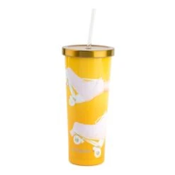 Yellow Roller Skates Stainless Steel Tumbler, 24oz